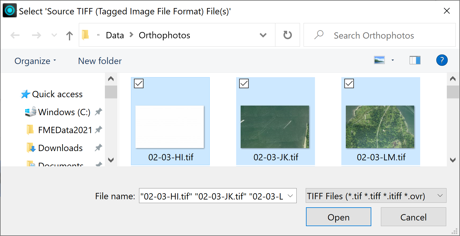 Selecting multiple files using the File Browser